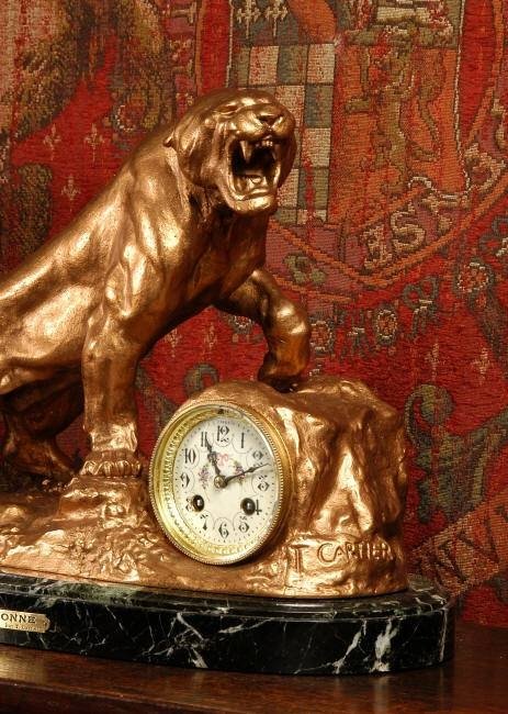 fig 2. Lioness, Antique French Clock Set ~ Lionne by T.F. Cartier, French - Circa 1910.
